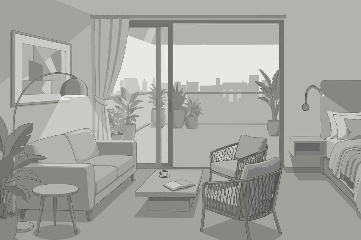 Apartamento Deluxe de 1 Quarto com Vista do Jardim
